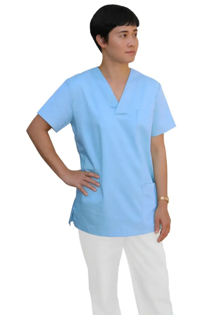 Camisa cuello pico Azul