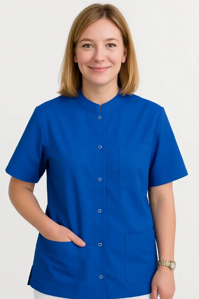 Camisa abotonada manga corta Marino