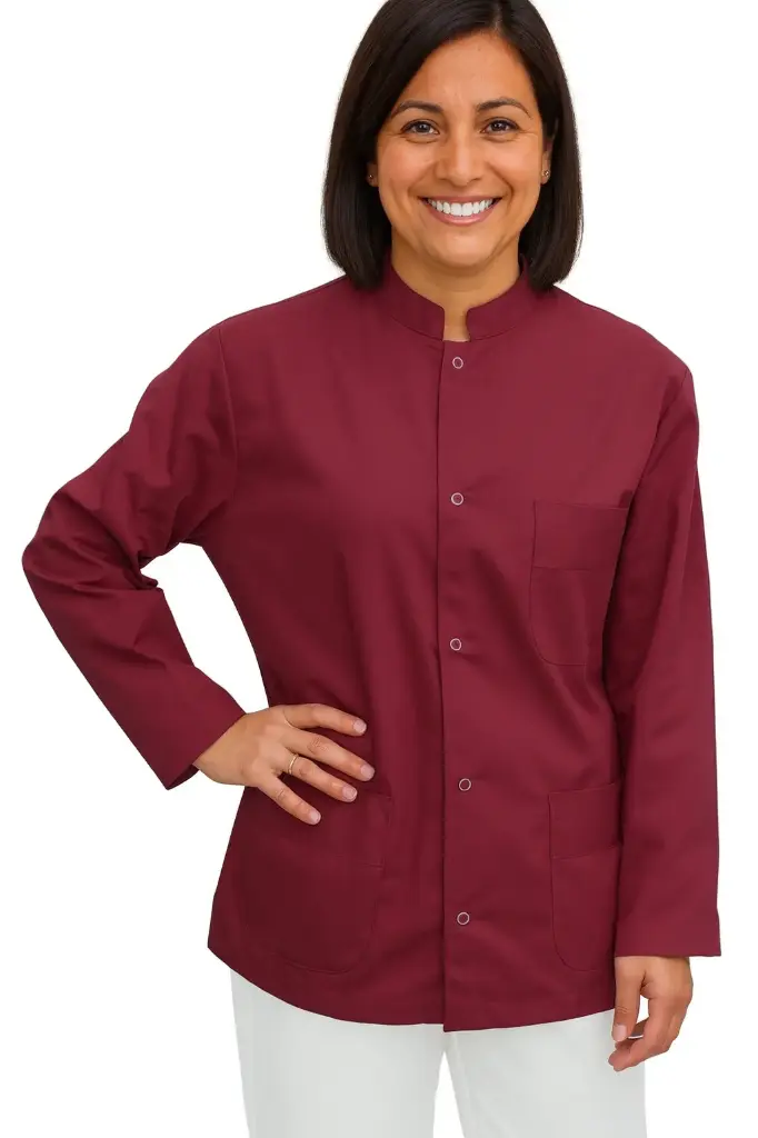 Camisa abotonada manga larga Granate