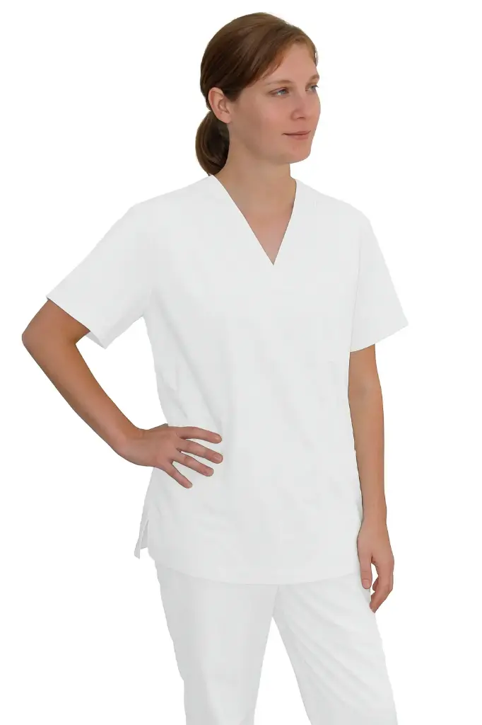 Camisa cuello pico Blanco