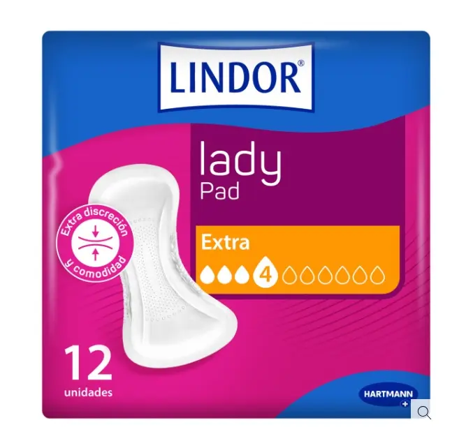 Compresas LINDOR Lady Extra 4 gotas Bolsa 12u
