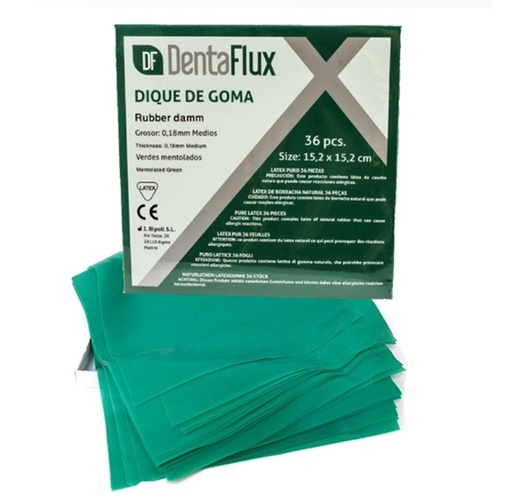 [020300] Diques medios verdes 15,2x15,2cm 36u Dentaflux