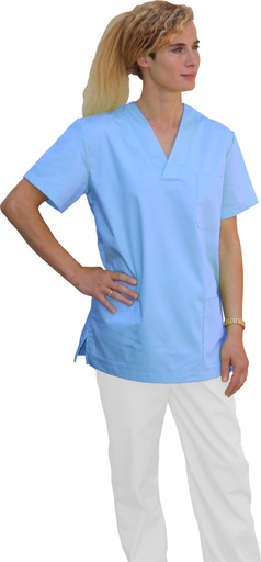 [13816] Camisa cuello pico Azul