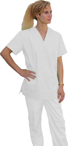 [13819] Camisa cuello pico Blanco