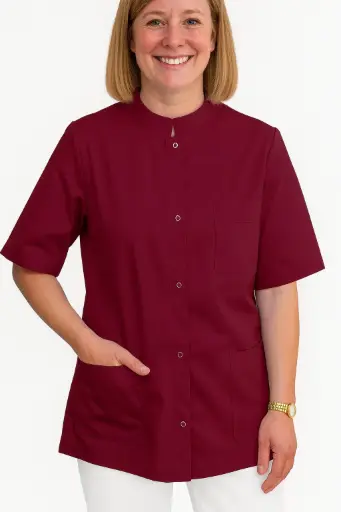 [13828] Camisa abotonada manga corta Granate