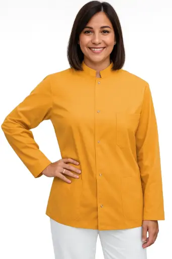 [13840] Camisa abotonada manga larga Mostaza