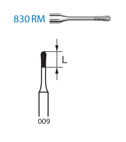 [830RM.313.009] Fresa diamante turbina Fig.830RM313 cal.009 - Komet 5u
