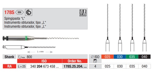 [1577] Léntulos Endodoncia con espiral de seguridad 25mm 4u Edenta