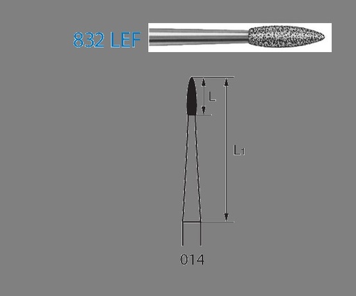 [832LEF.204.014] Fresa diamante contra-ángulo Fig.832LEF204 cal.014 - Komet 5u