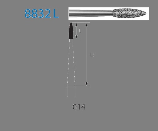 [8832L.204.314] Fresa diamante contra-ángulo Fig.8832L204 cal.014 - Komet 5u