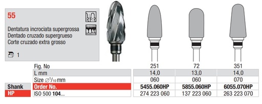 [16321] Fresas Carburo Tungsteno Corte 55 Dentado Cruzado Supergrueso 1u EDENTA