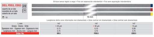 [16511] Tiras Stripping Diamantadas un lado 3,75mm con 16mm zona corte 10u Edenta
