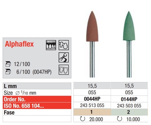 [16680] Alphaflex Pulidor Aleaciones preciosas Forma Bala HP 12u EDENTA