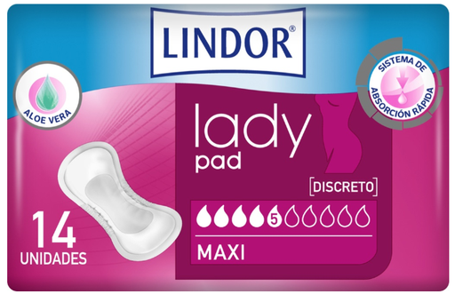 [1670530] Compresas LINDOR Lady Maxi 5 gotas Bolsa 14u