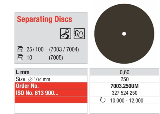 [7003.250.UM] Discos corte separadores Fig. 7003 25u Edenta
