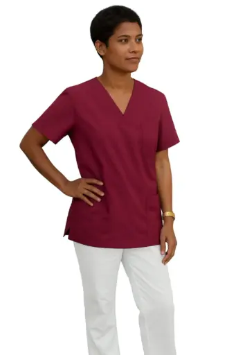 [2415] Camisa cuello pico Granate