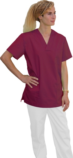 [2415] Camisa cuello pico Granate